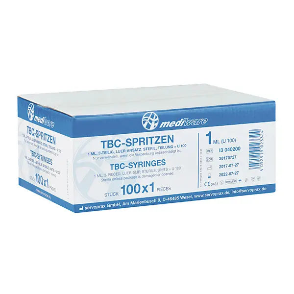 Mediware Tuberkulin Sprutor 1 ml - 100 st/förpackning