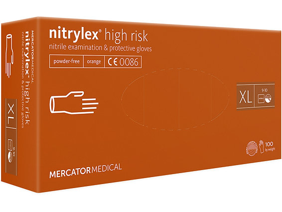 NITRYLEX® Orange - Extra Tjock - NITRILHANDSKAR PULVERFRI - S, M, L, XL - 100 st