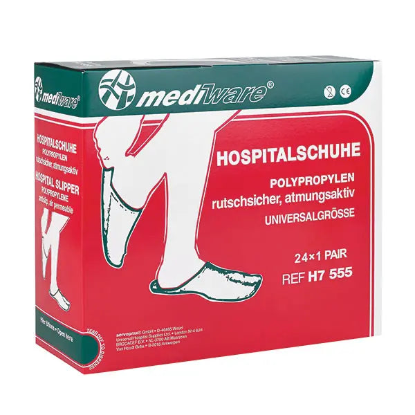Mediware Sjukhus-patient tofflor - 24 par/förpackning