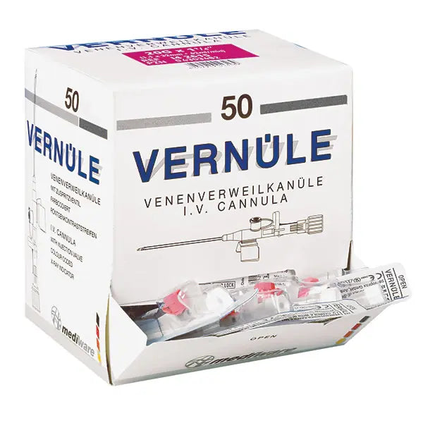 Mediware VERNÜLE - Långtids I.V. kanyler PVK - 50 st/förpackning